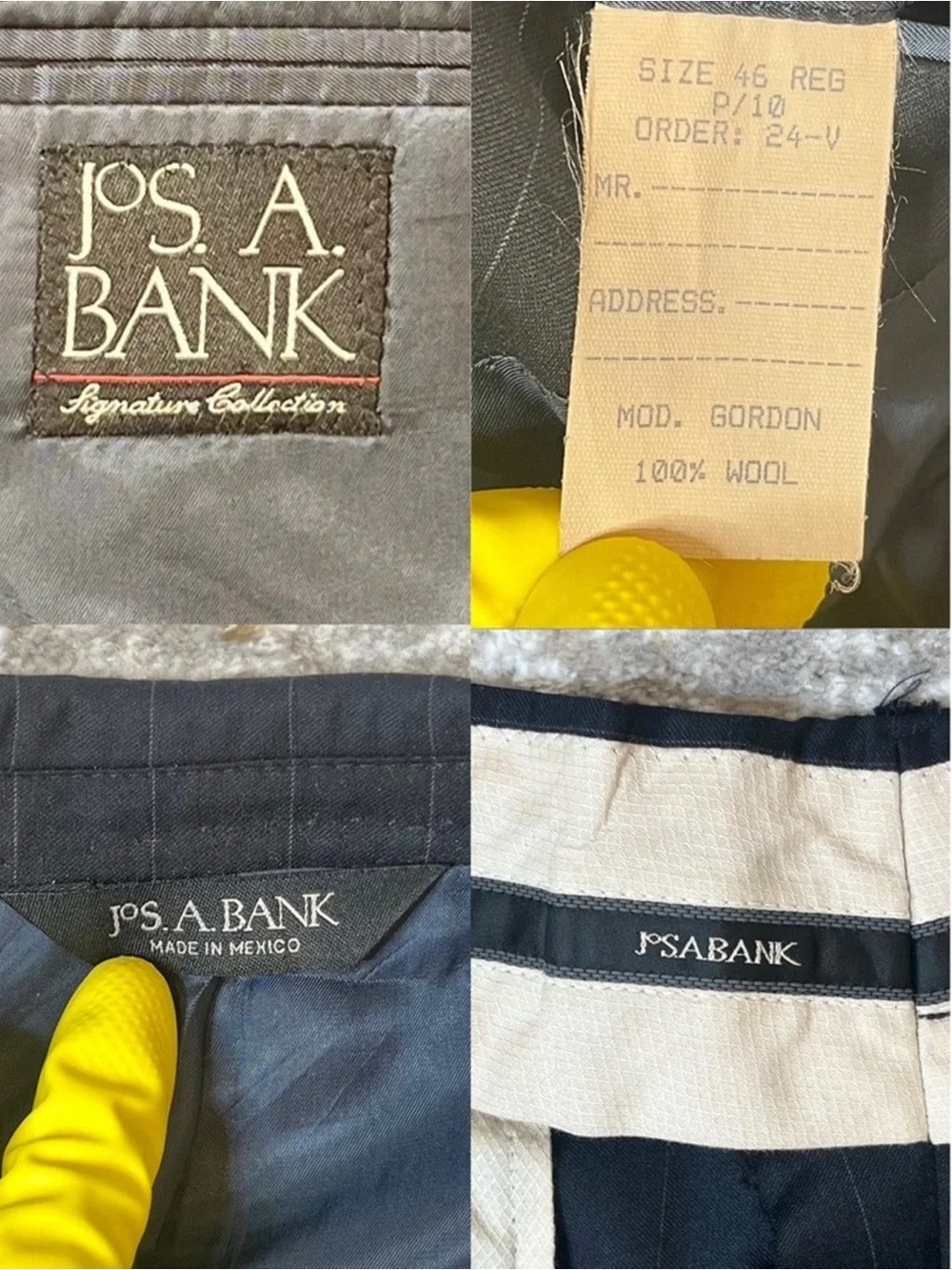 Jos. A. Bank Signature 100% Wool Navy Pinstripe Suit 46R 40x30